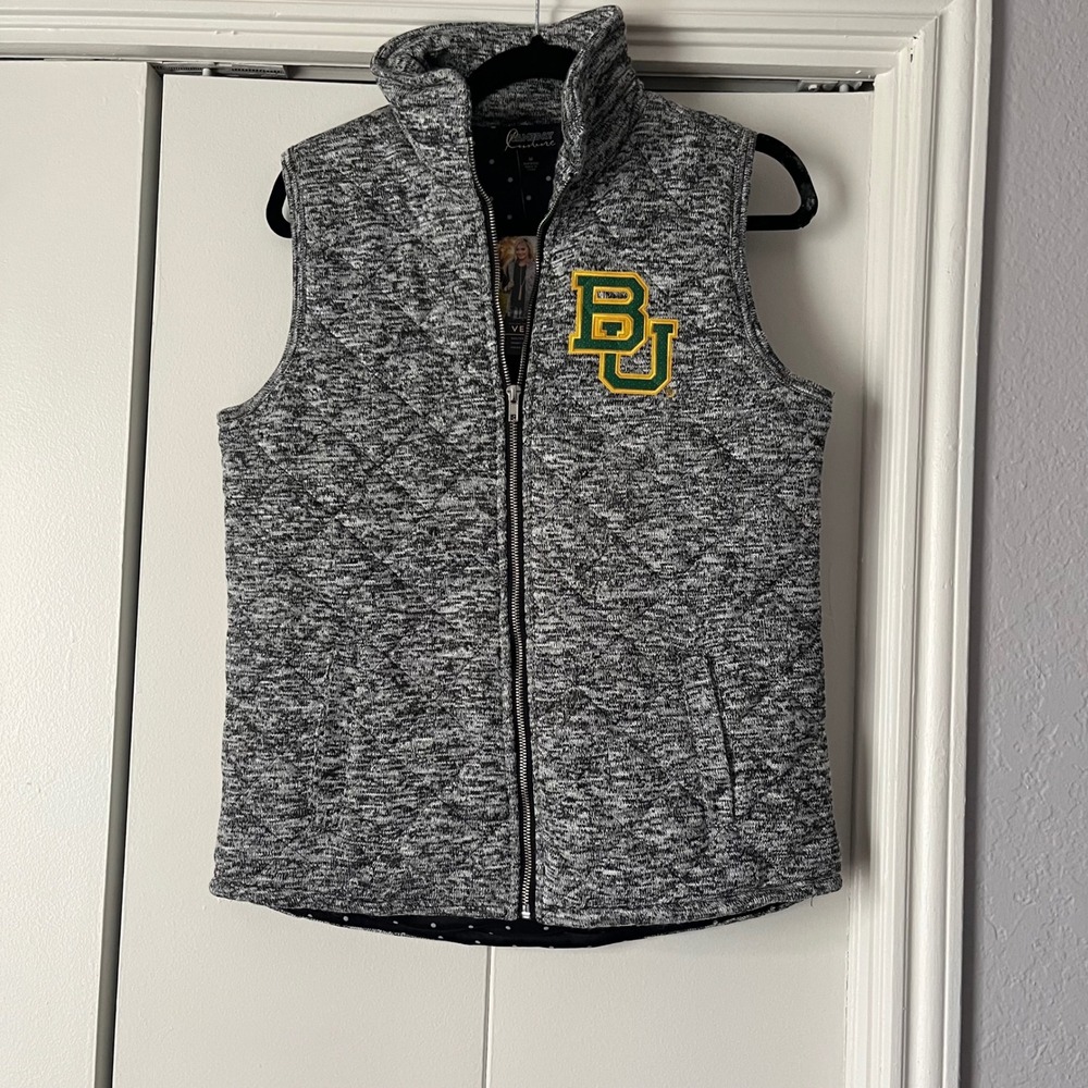Gameday‎ Couture Baylor Bears Vest Quilted Full Zip Pockets Gray M